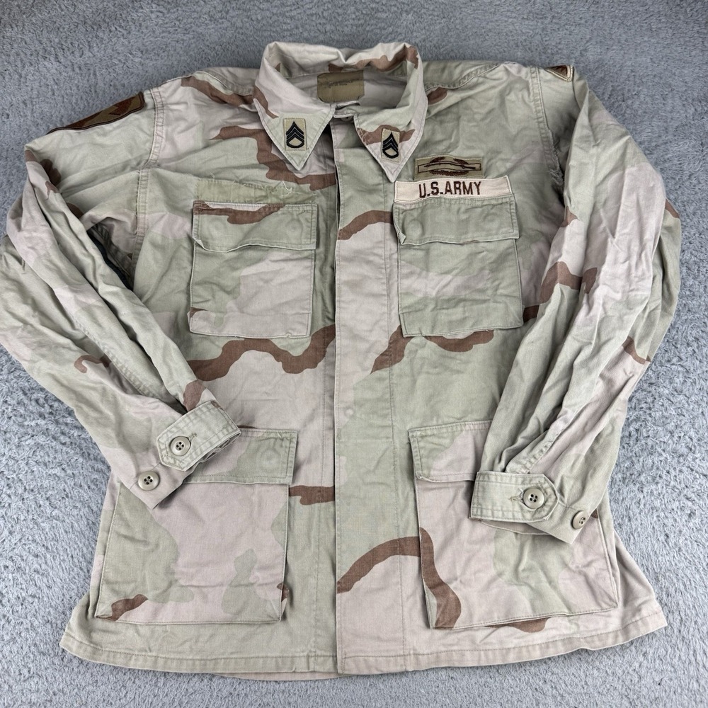 US Army Desert Camo Jacket Mens Small Regular Hot Weather Vintage Patches